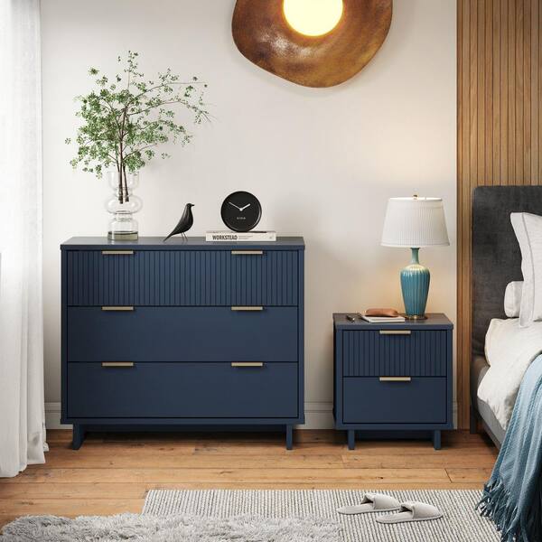 Manhattan Comfort Granville Midnight Blue 2-Drawer 18.11 in. W
