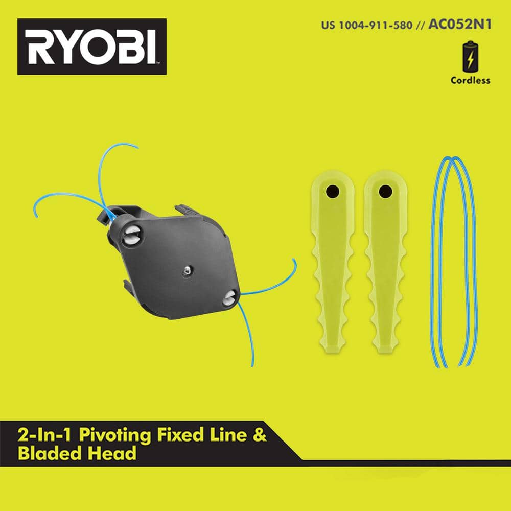 RYOBI 2-in-1 Pivoting Fixed Line and Bladed Head AC052N1 - The