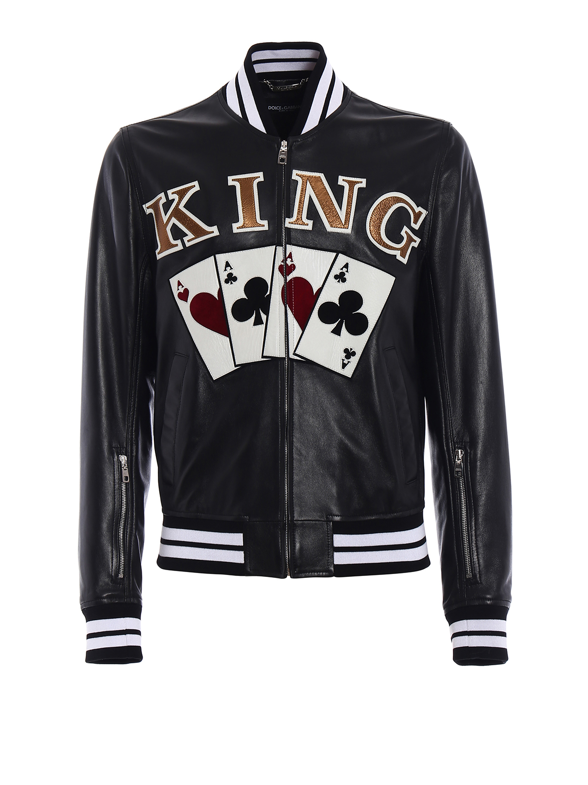 Dolce & Gabbana King lambskin leather bomber jacket|G9KV4LGEB40S9000
