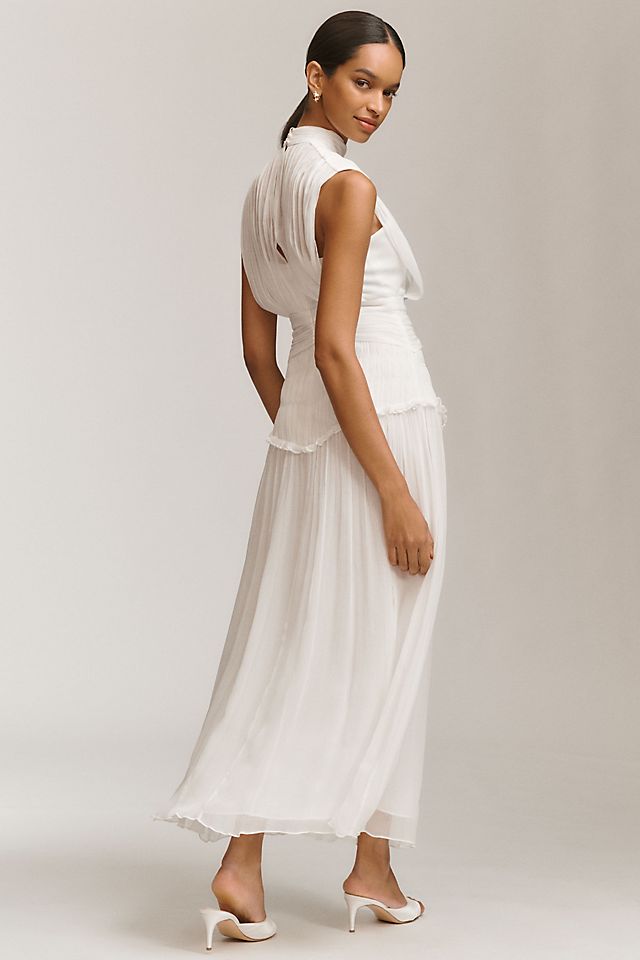 Shona Joy Clemence Chiffon High-Neck Midi Dress | Anthropologie