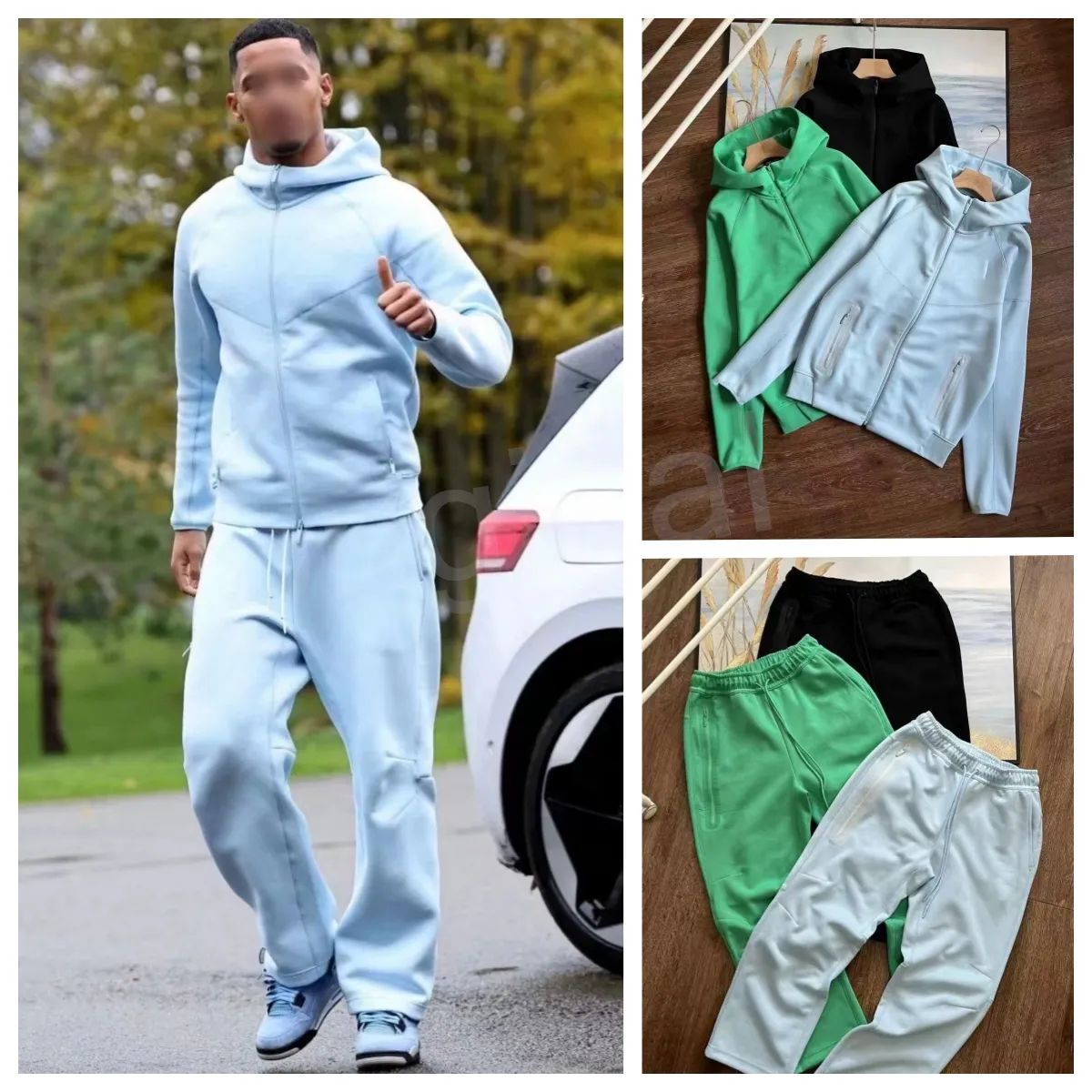 Nocta Mens Tracksuit Set Tech Fleece Hoodie & Zipper Joggers Long