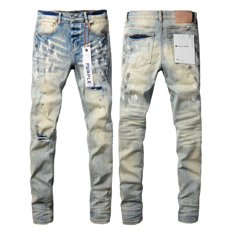 Purple Jeans Designer Men Knee-length Skinny Straight Ripped High