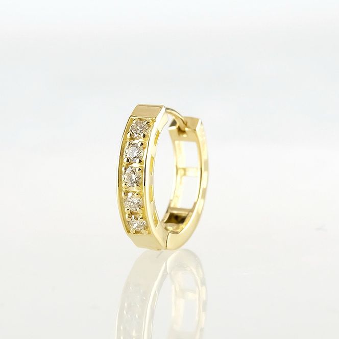 18金 フープ ピアス 18k 片耳 ダイヤモンド フープピアス ゴールド