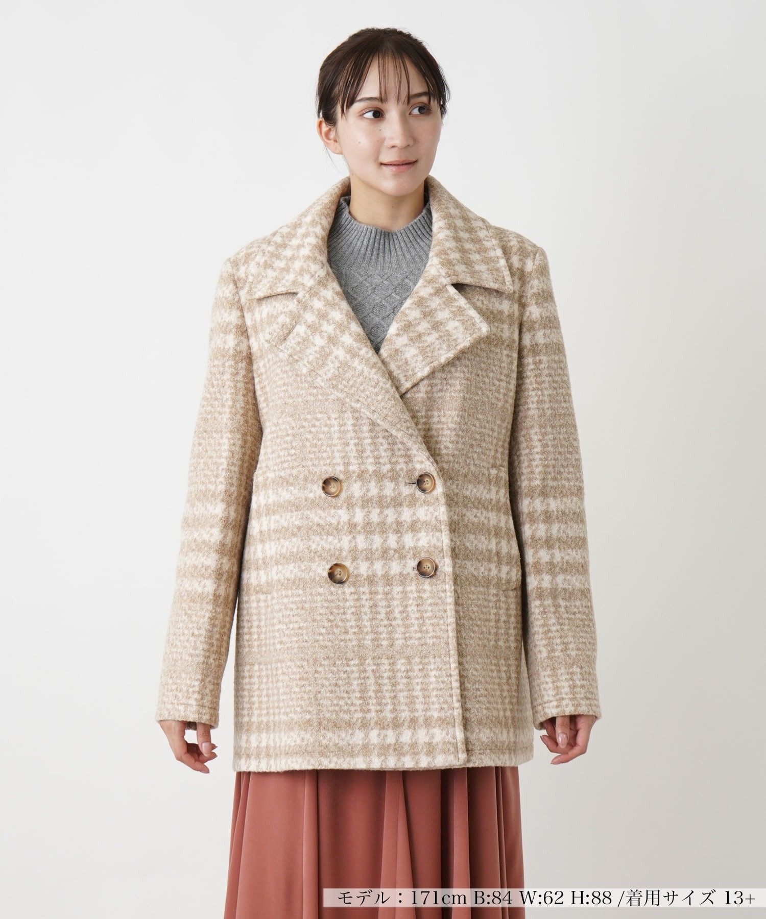 チェック柄ダブルハーフコート【CINZIA ROCCA】|レリアン プラスハウス