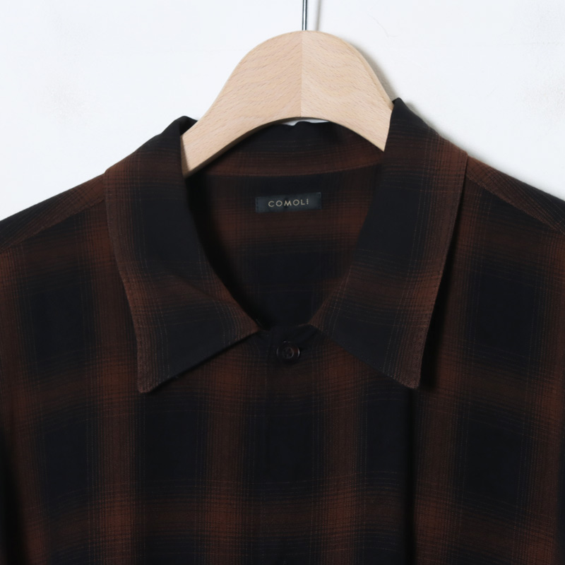 COMOLI (コモリ) レーヨン オープンカラーシャツ