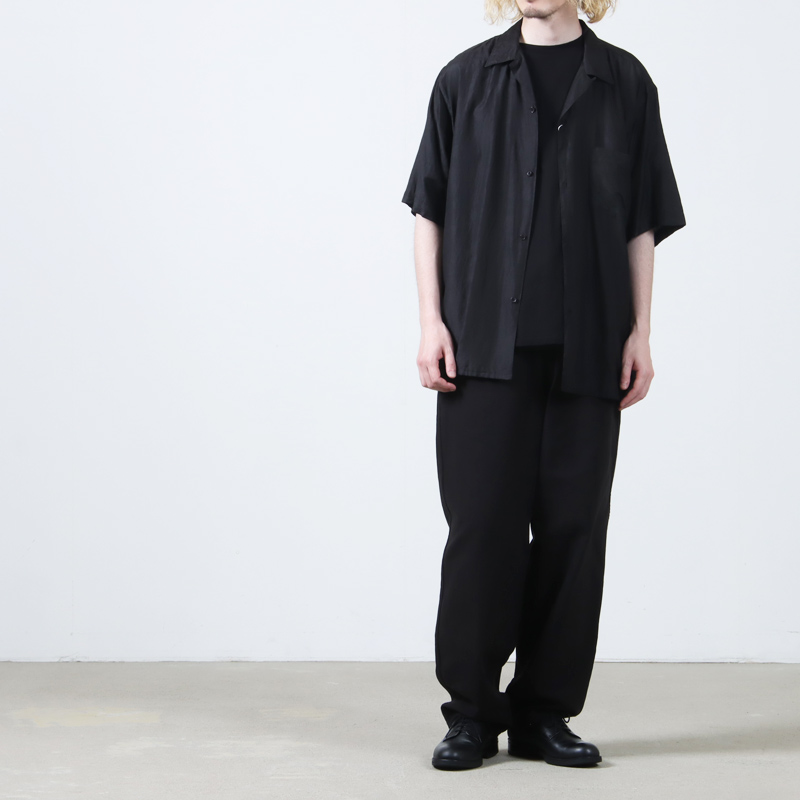 COMOLI (コモリ) ウールシルク 半袖オープンカラーシャツ