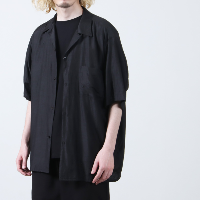 COMOLI (コモリ) ウールシルク 半袖オープンカラーシャツ