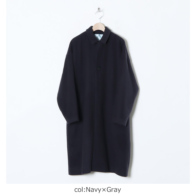 こたつ舟Dulcamaraドゥルカマラ ウールロングコート ネイビーカラー