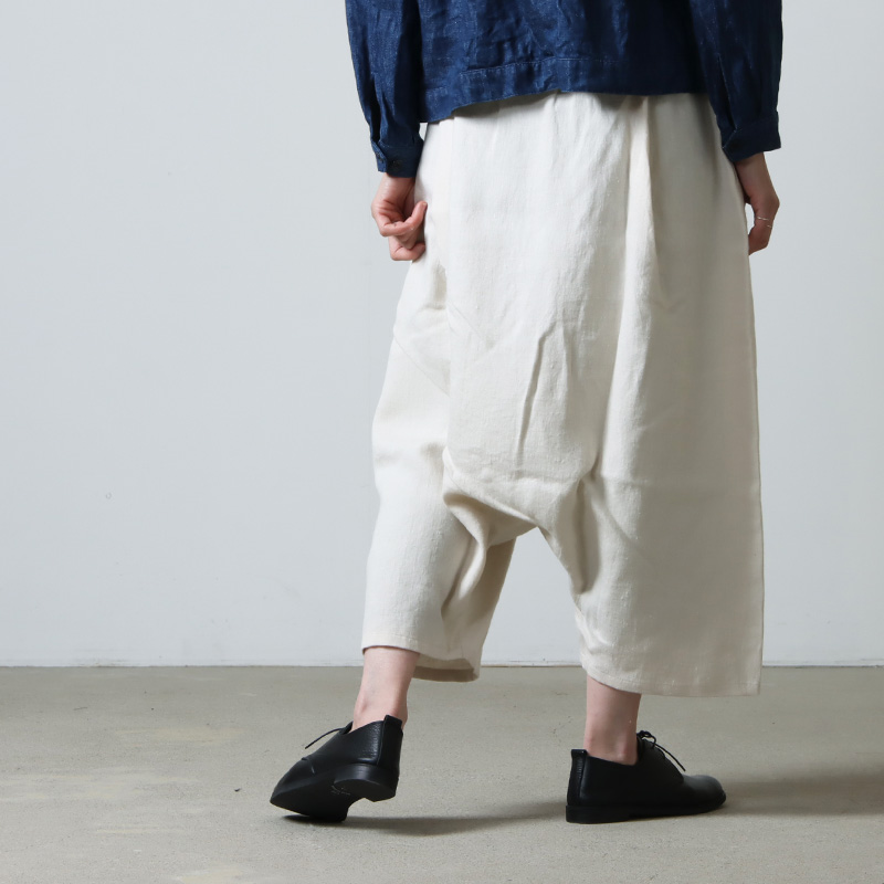 evameva (エヴァムエヴァ) raising linen sarrouel pants / レイジング