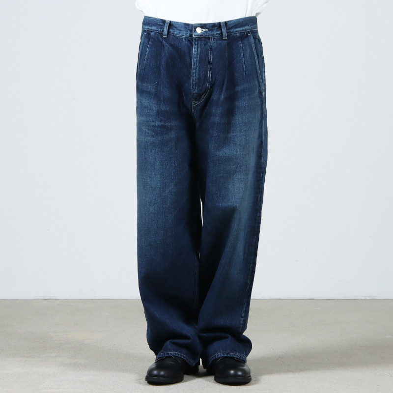 Graphpaper (グラフペーパー) Selvage Denim Two Tuck Pants DARK FADE