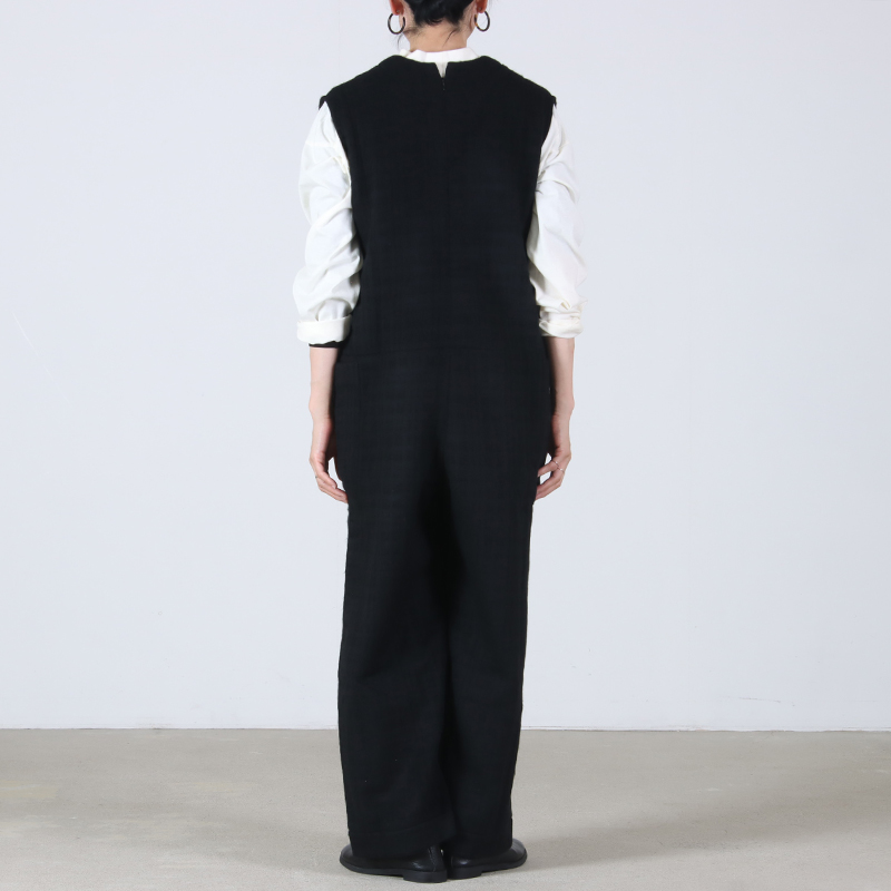 Honnete (オネット) V Neck Jumpsuit Shadow Check / Vネックジャンプ