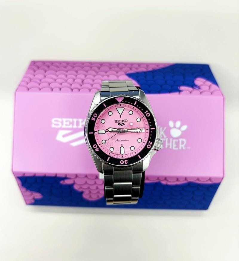 Seiko SBSA321 5 sports SKX series Pink Panther collaboration