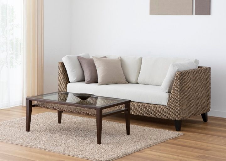 ケイ・ローテーブル (ヒヤシンス)～収納付き～涼しげなガラス天板と