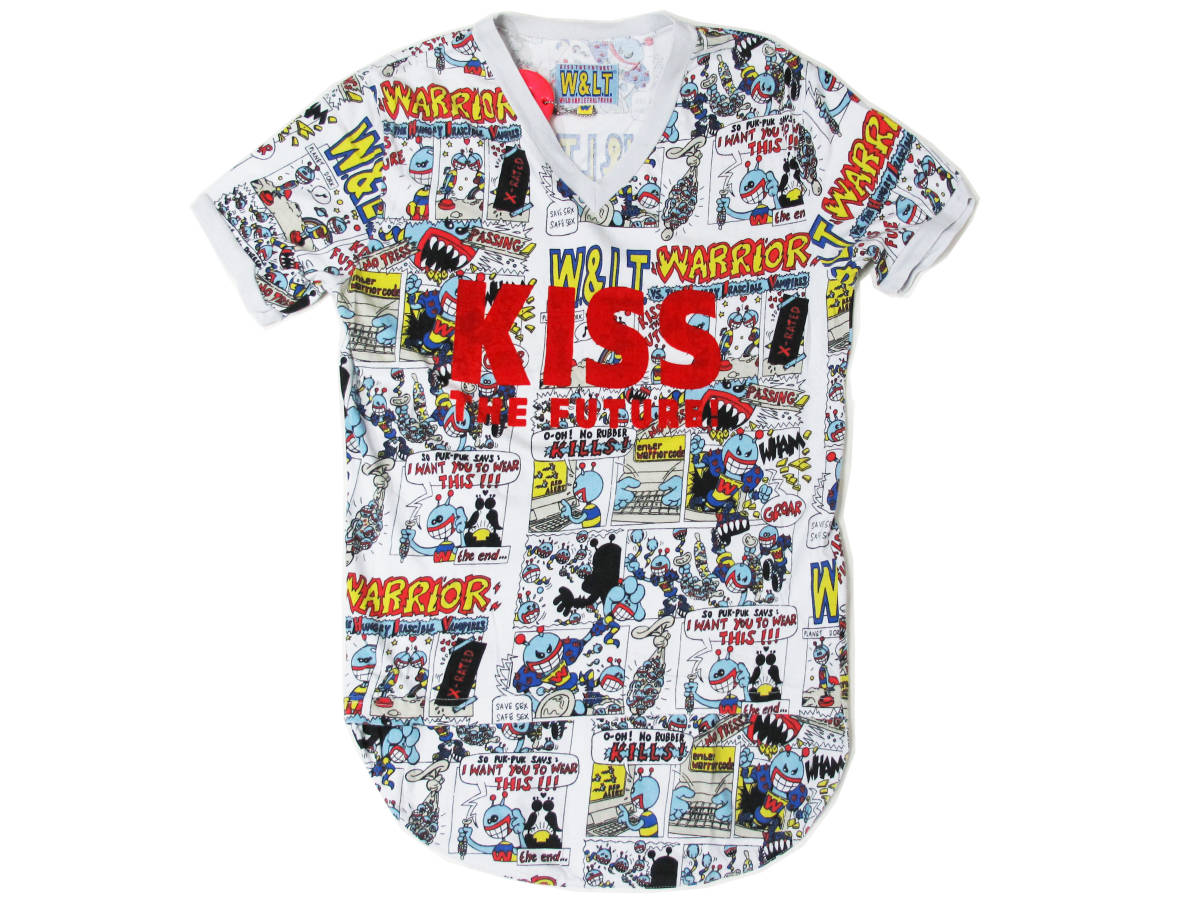 超レア! 90's W＆LT 『KISS THE FUTURE!』 総柄Tシャツ Walter Van
