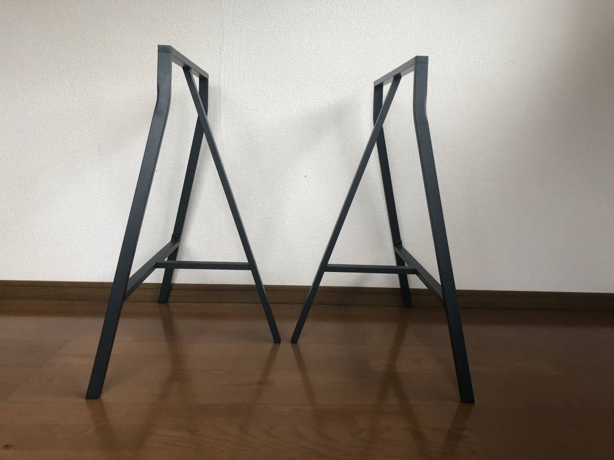 廃番】IKEA【 LERBERG レールベリ 架台 グレー】2個セット テーブル