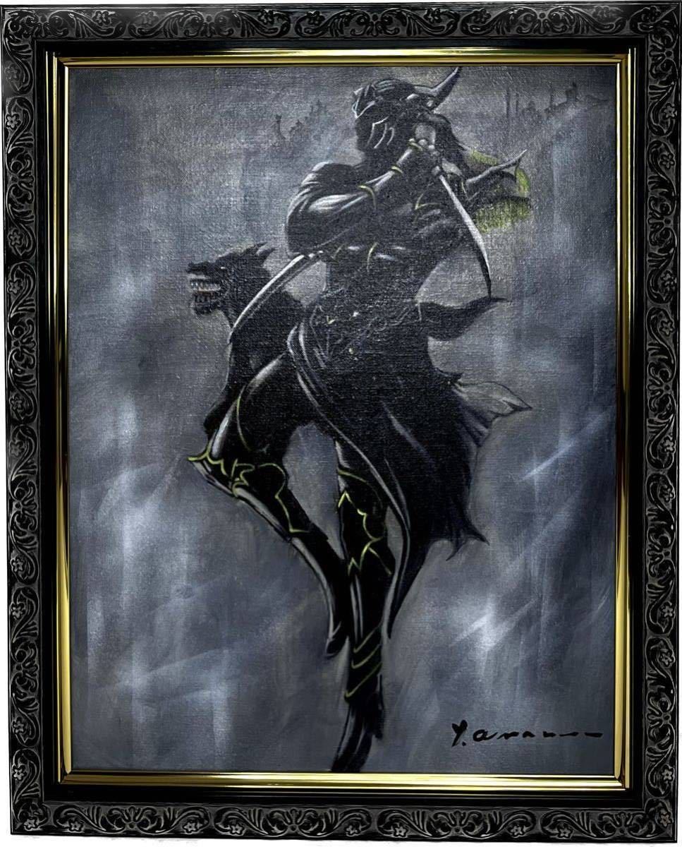 目立った傷や汚れなし】天野喜孝/戦士画/F6号/絵画/額縁/油彩画/模写