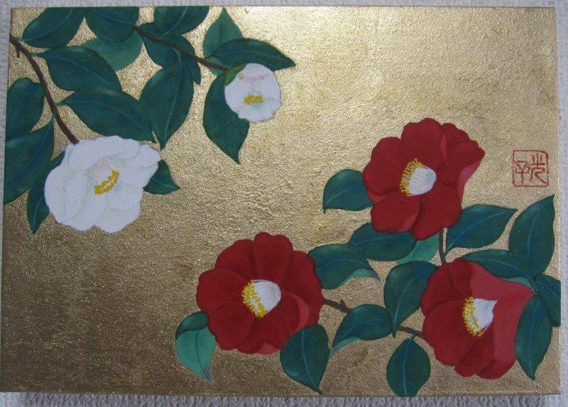 朝顔 花 日本画 花絵画 金箔絵画 池田彰彦 朝顔 花 日本画 花絵画