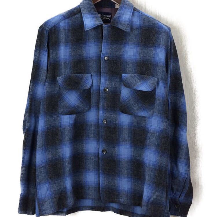 60s 青×黒 極上配色 Sea Island ヴィンテージ オンブレ ボードシャツ
