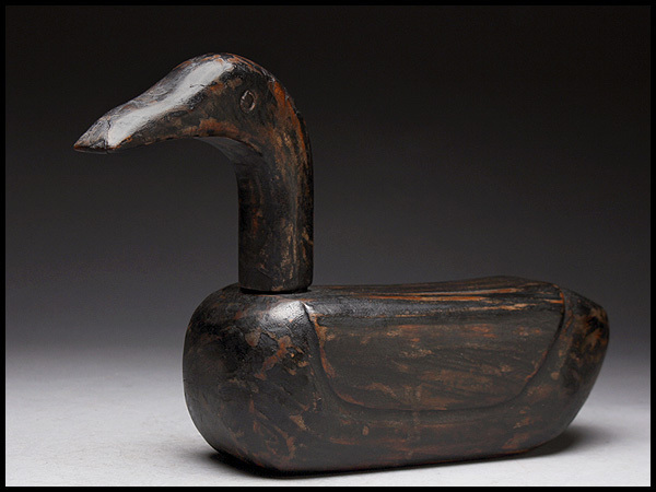 313 李朝工芸 木彫彩色鴨 木雁 デコイ 骨董 アンティーク 313 李朝工芸