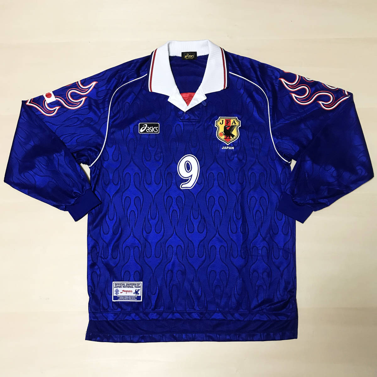 P*y様 98W杯 日本代表 炎 長袖ユニフォーム 中山雅史 ゴン中山 9 新品