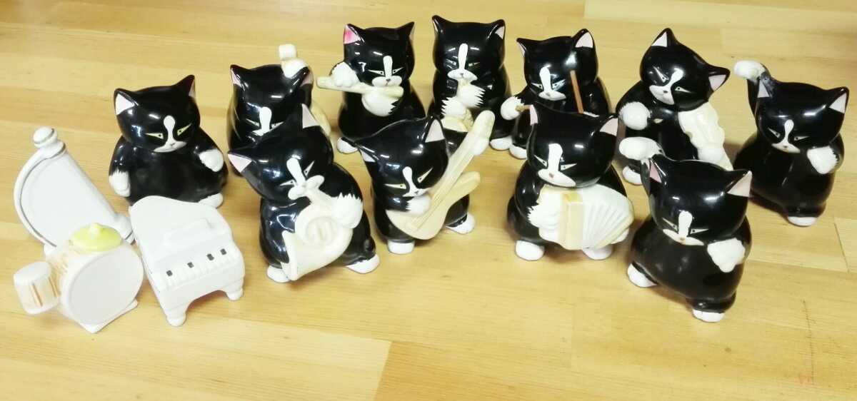 セブンコーポレーション 黒猫楽団 11体フルセット オーケストラ 瀬戸焼