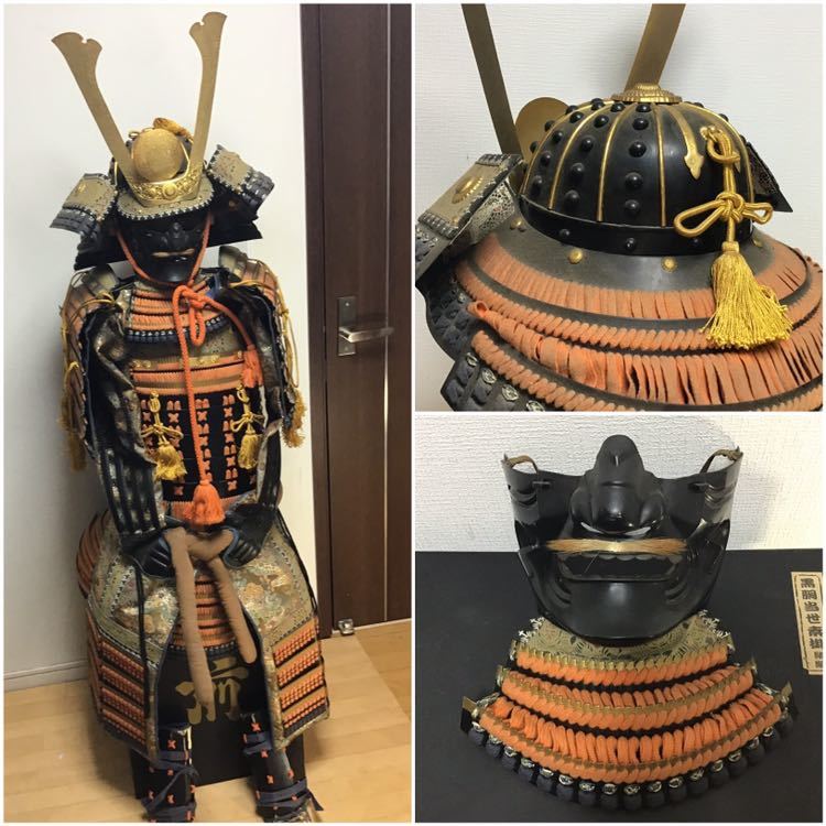 黒胴当世素掛緋縅等身大鎧兜