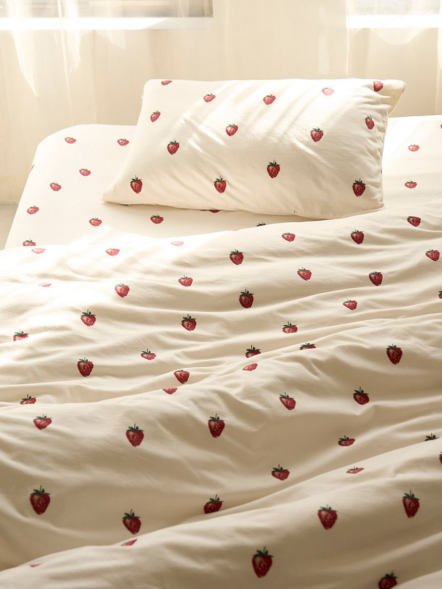Sleep】ストロベリー柄BOXシーツ（シングル）(ボックスシーツ・敷き