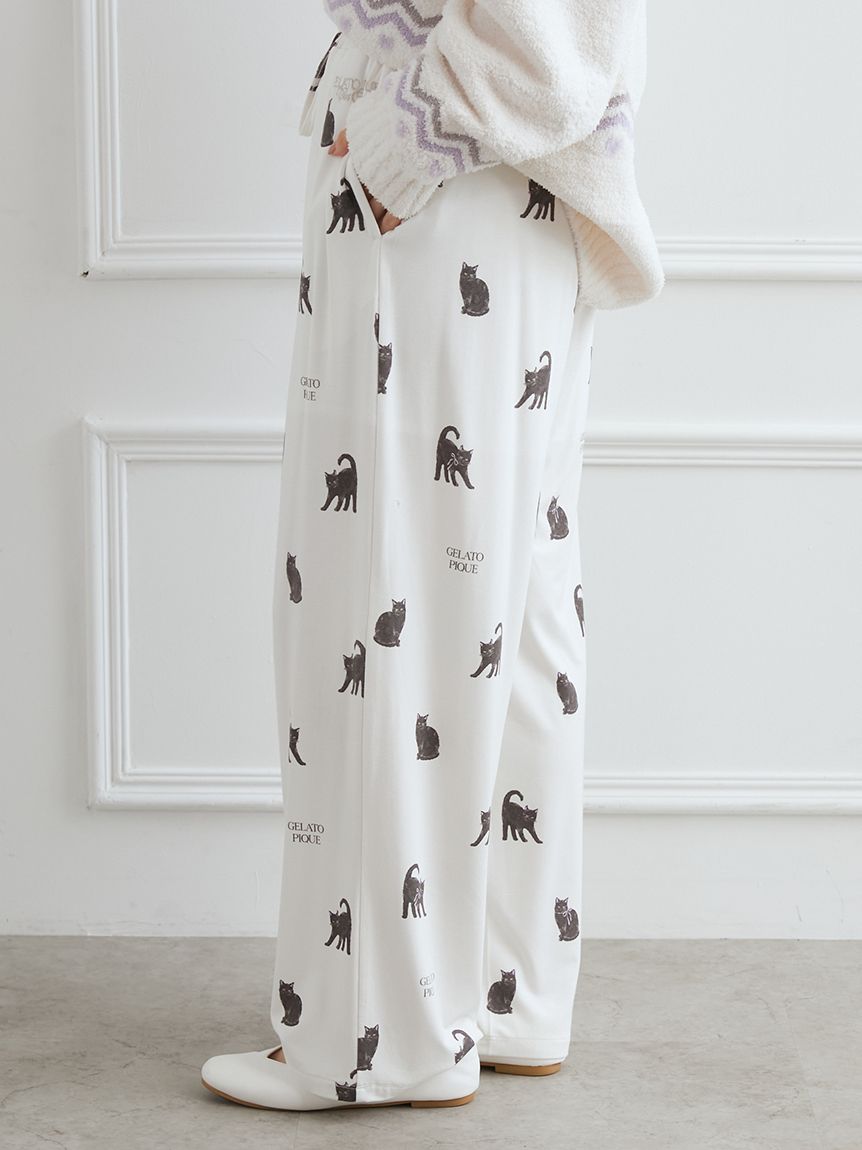 CAT総柄ロングパンツ(ロングパンツ)｜ルームウェア・パジャマ通販の