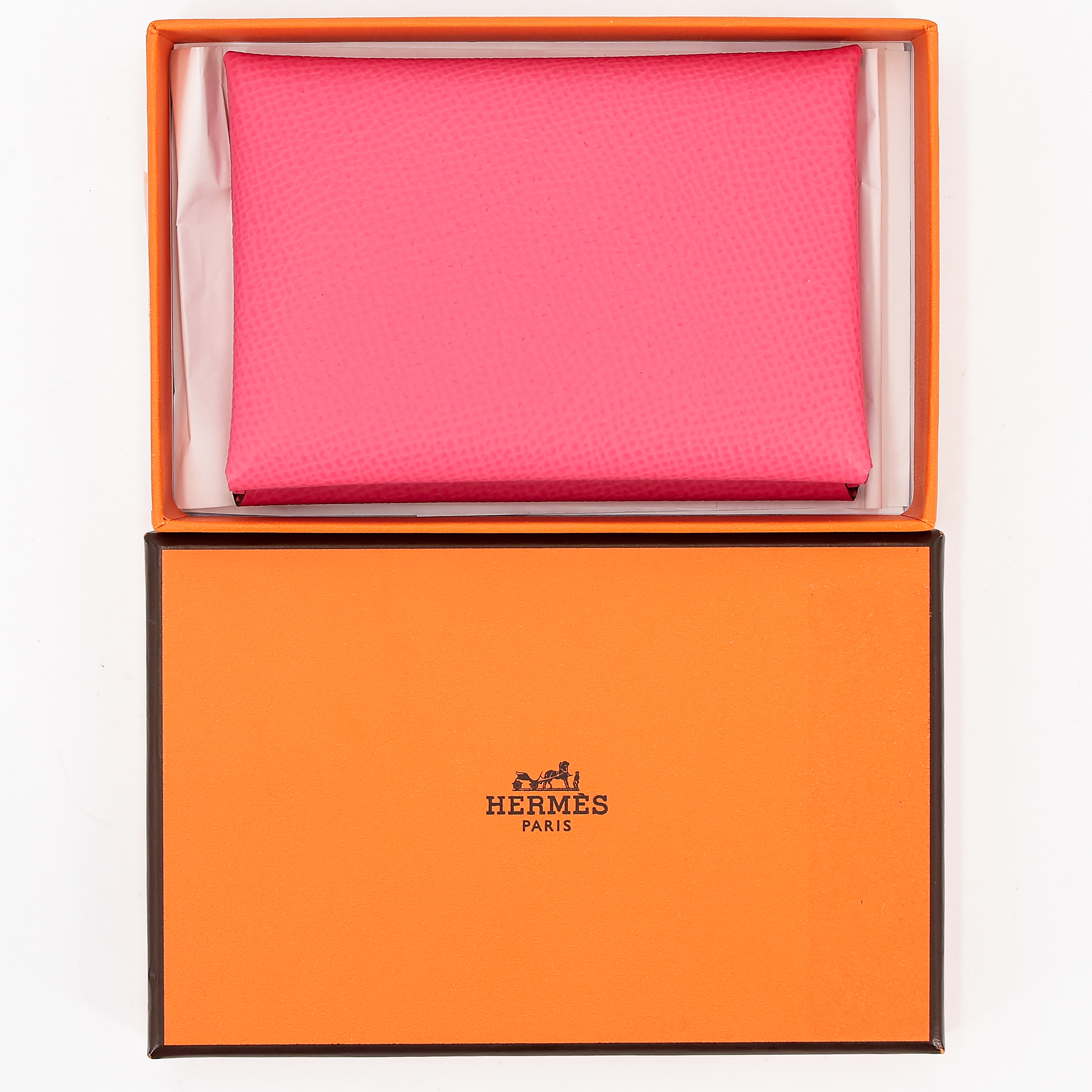 Brand New ( Rank N ) HERMÈS Calvi Duo card holder Rose Azalee (8W