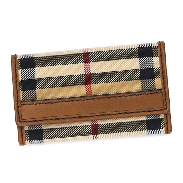 バーバリー BURBERRY 6連キーケース キーリング付 ブラウン＋ベージュ