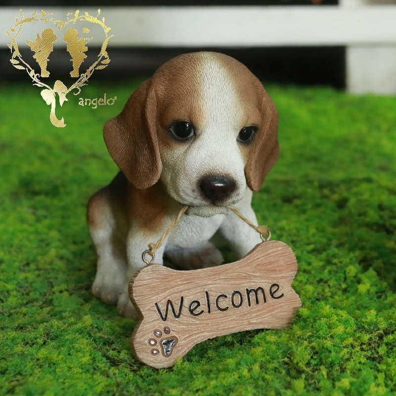 ようこそ ウエルカム ビーグル犬 樹脂 置物 父の日 犬の置物 ドッグ
