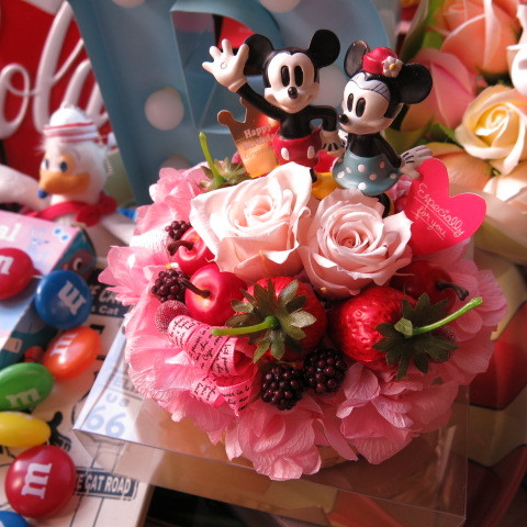 ミッキー ミニー 花 フラワーギフト フラワーケーキ プリザーブド