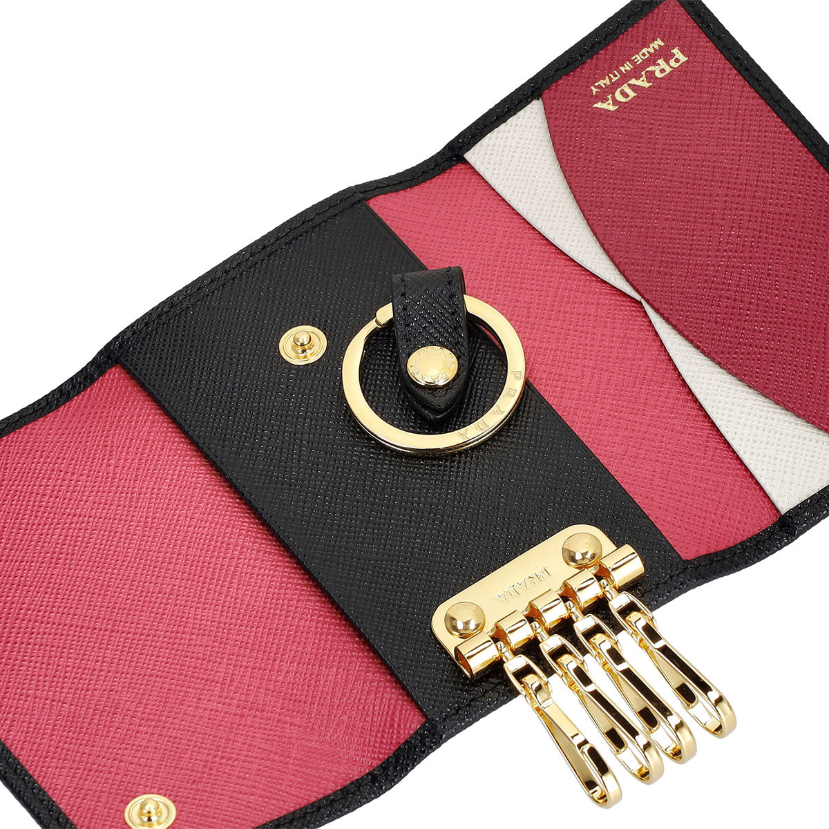 プラダ PRADA キーケース キーリング付き 4連キーケース サフィアーノ