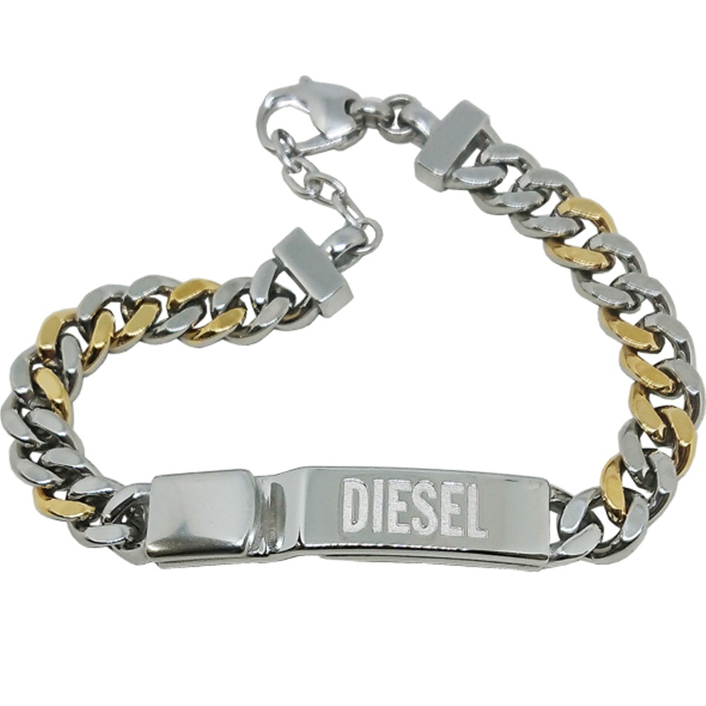 DIESEL ディーゼル ブレスレット ロゴプレート チェーン ステンレス