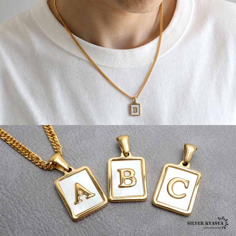 イニシャルネックレス アルファベットネックレス ゴールド ホワイト