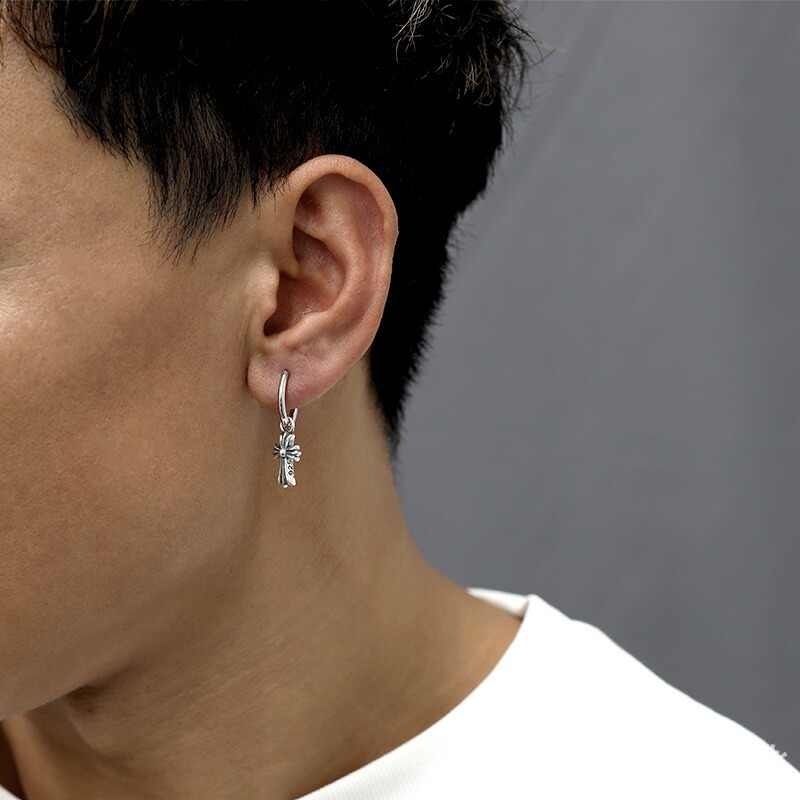 シルバー925 クロスピアス フープピアス ゴシック 十字架 ピアス