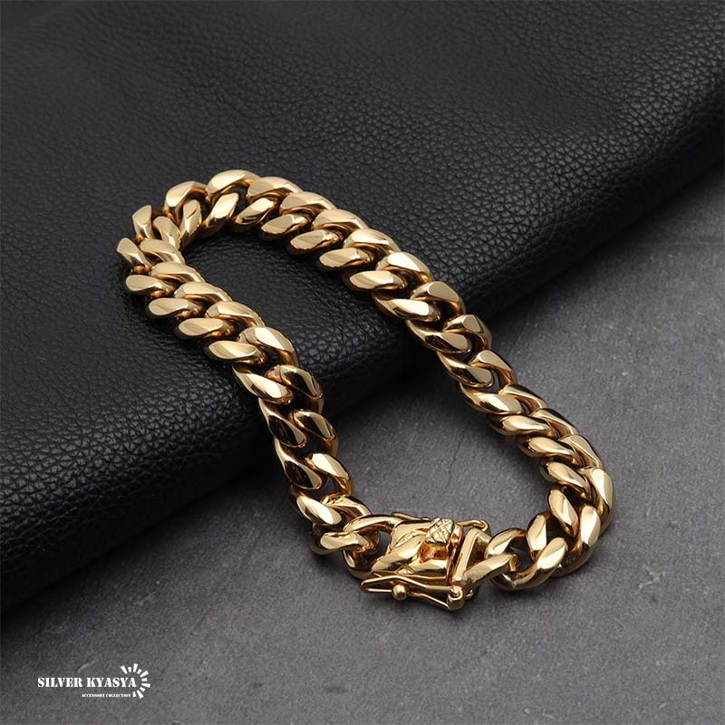316L ゴールド チェーンブレスレット 18k gp 18金 ブレスレット 喜平