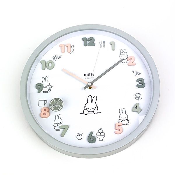 ミッフィー miffy アイコンウォールクロック グレー 掛け時計