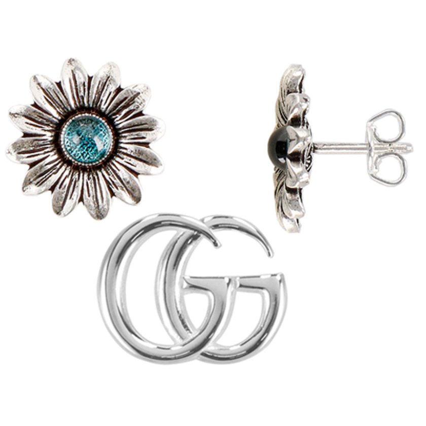 グッチ GUCCI ピアス 527344 I5569 8183 DOUBLE G FLOWER ダブルG