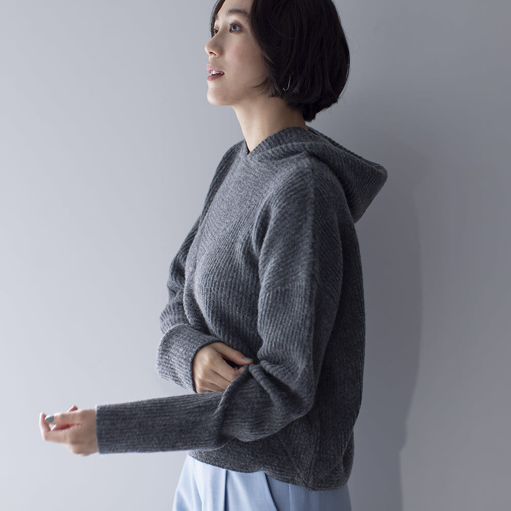 フード付き クロップドニットプルオーバー 通販 - ディノス