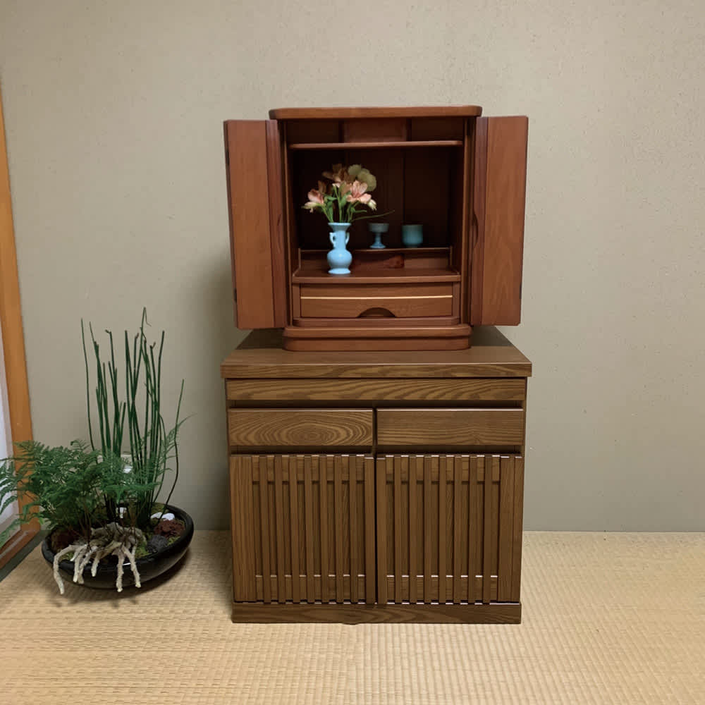 格子天然木仏壇キャビネット 高さ56cm 通販 - ディノス