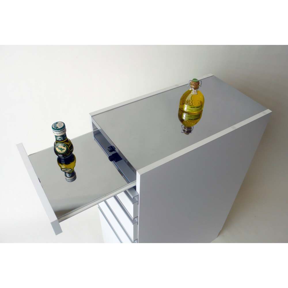 幅25奥行55高さ85cm］ダブルステンレス天板隙間収納庫 日本製 光沢