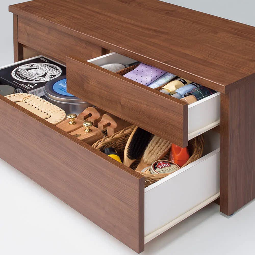 耐荷重100kg！組立不要 収納庫付ベンチ 引き出しタイプ・幅60cm奥行