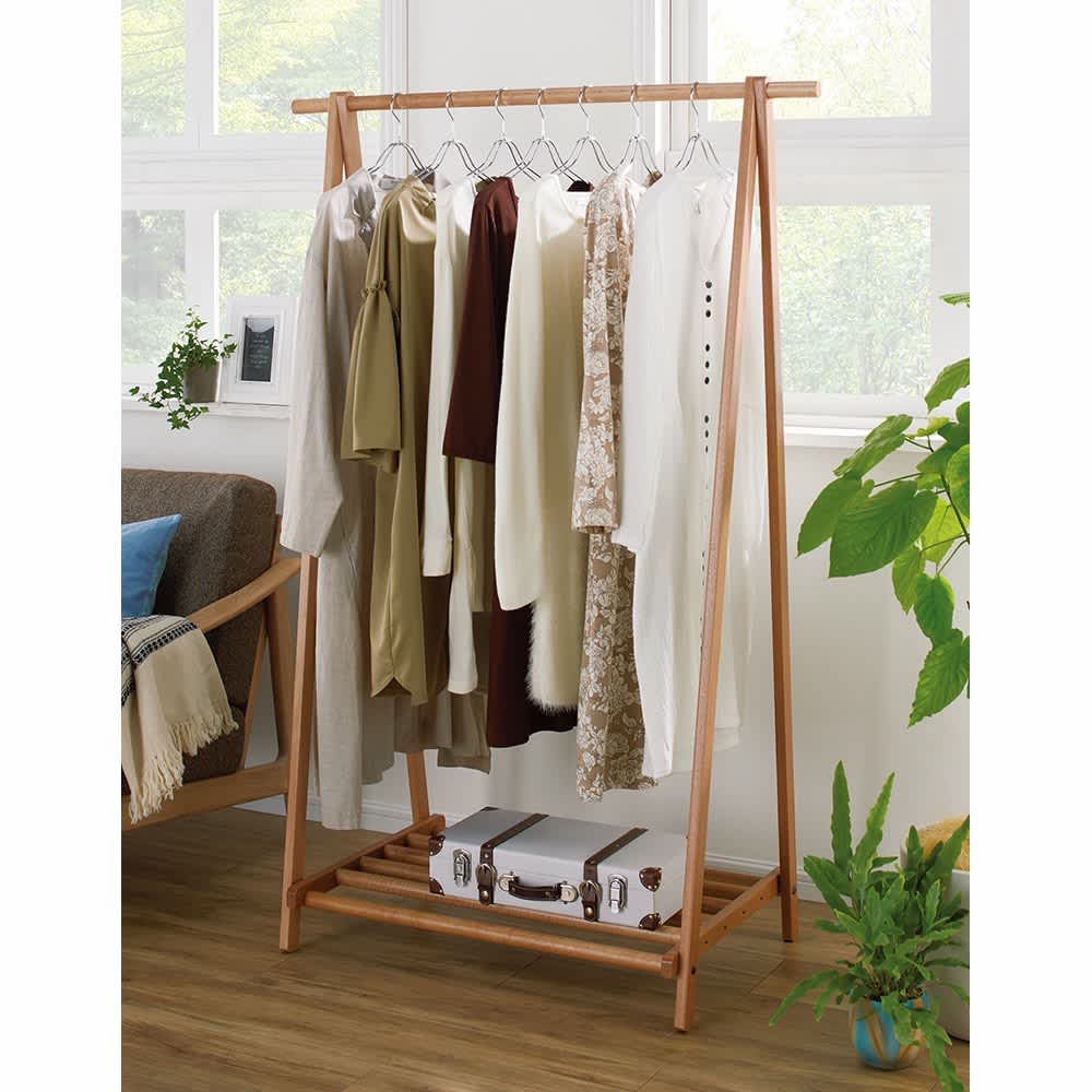 頑丈天然木A型ハンガーラック 幅73cm 通販 - ディノス