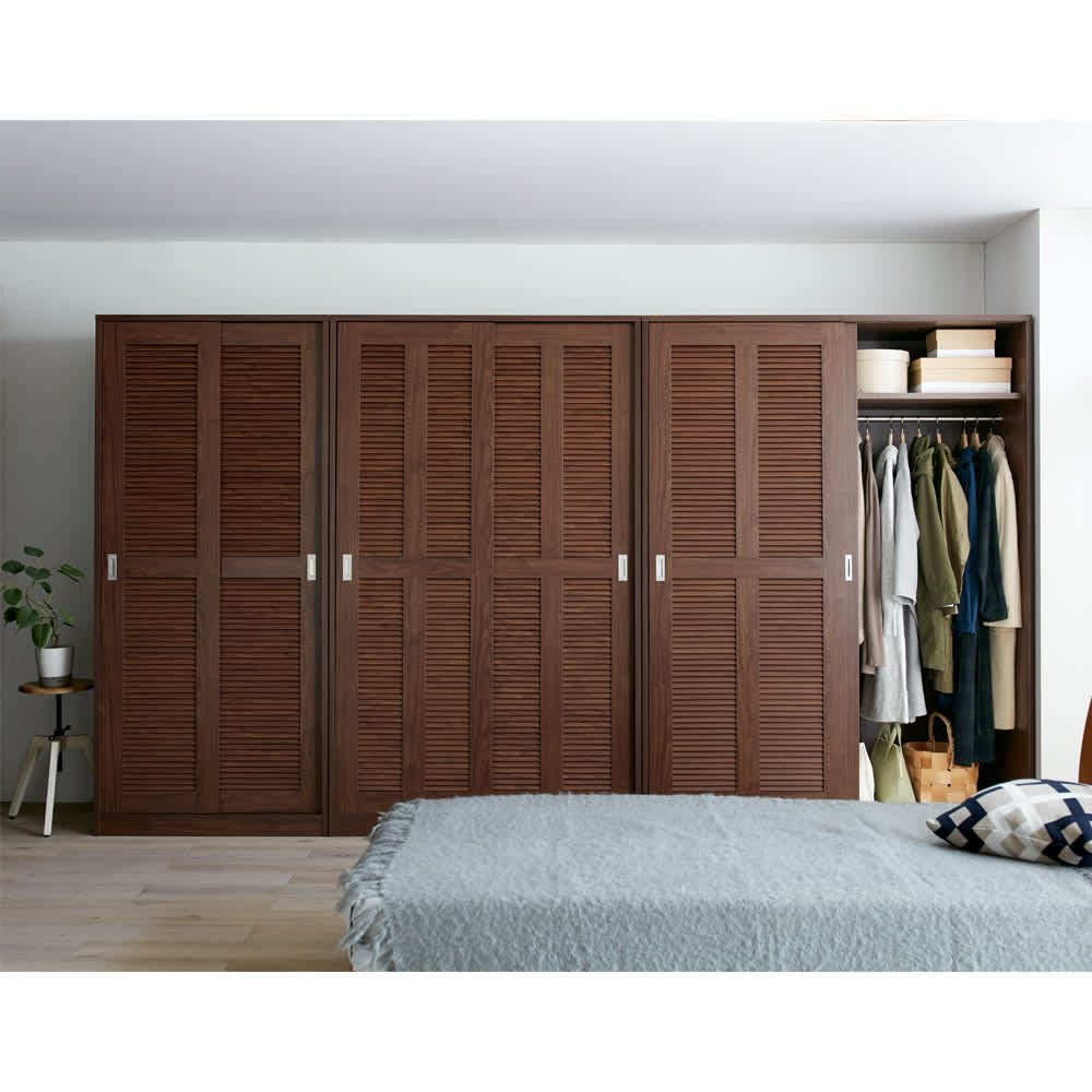 通気性の良い 引き戸ルーバーワードローブ 幅150cm 通販 - ディノス