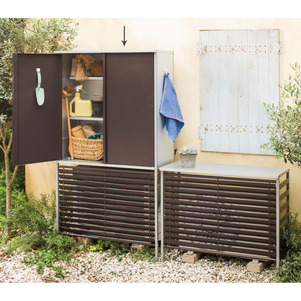 ガルバ製逆ルーバー室外機カバー 収納庫付き ハイ 通販 - ディノス