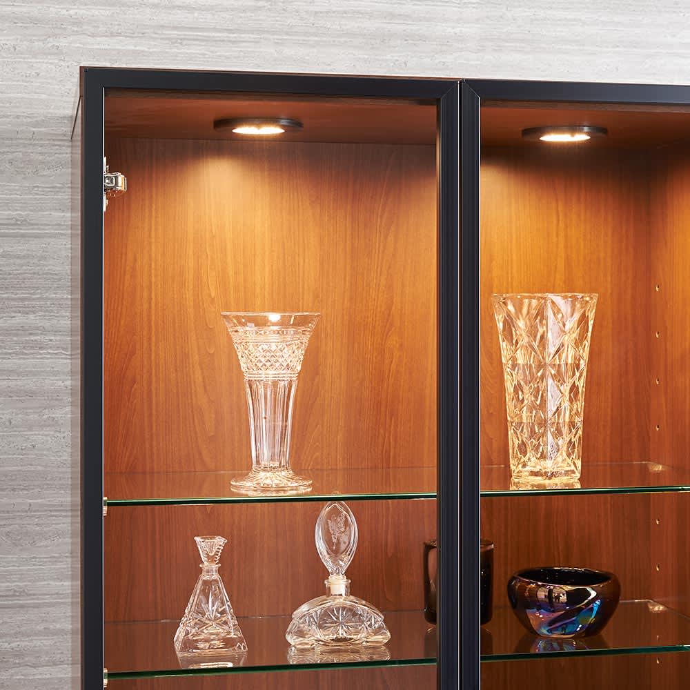 Sorrento/ソレント リビングキャビネット 幅38高さ183cm ガラス扉 LED