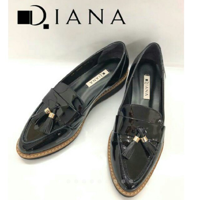 DIANA ダイアナ ローファー パンプス リボン スムース ブラック 24