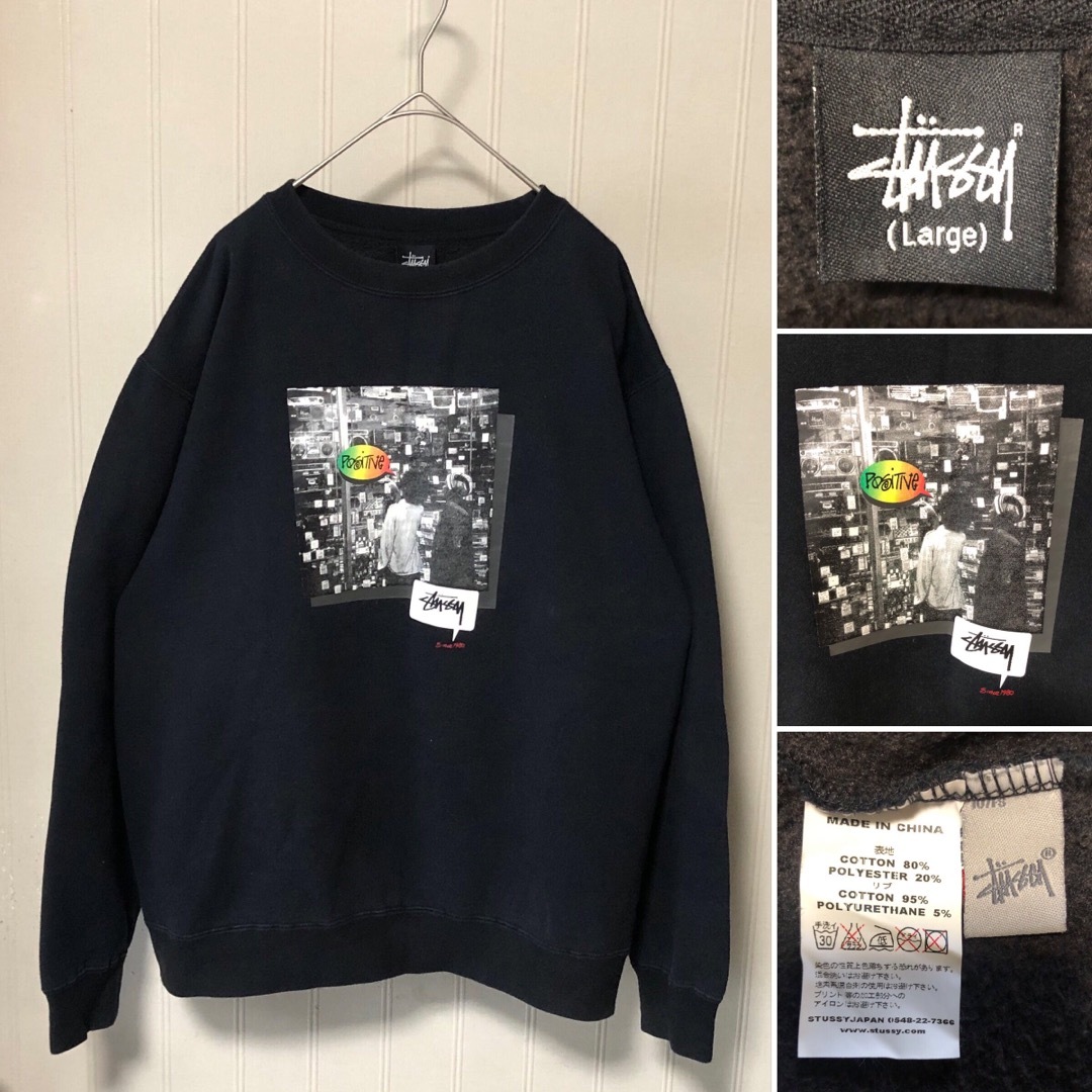 STUSSY - 90s Stussy オールド positive ラスタ フォト スウェット Lの