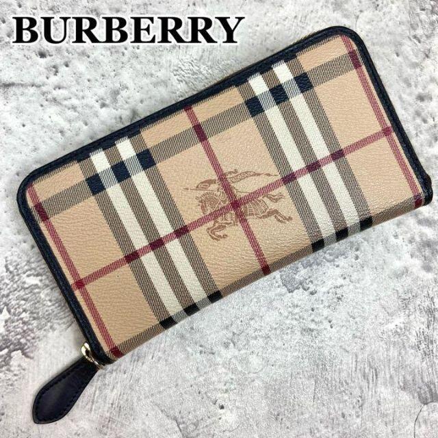 BURBERRY ノバチェック ホース ロゴ 紫 長財布 Burberry バーバリー